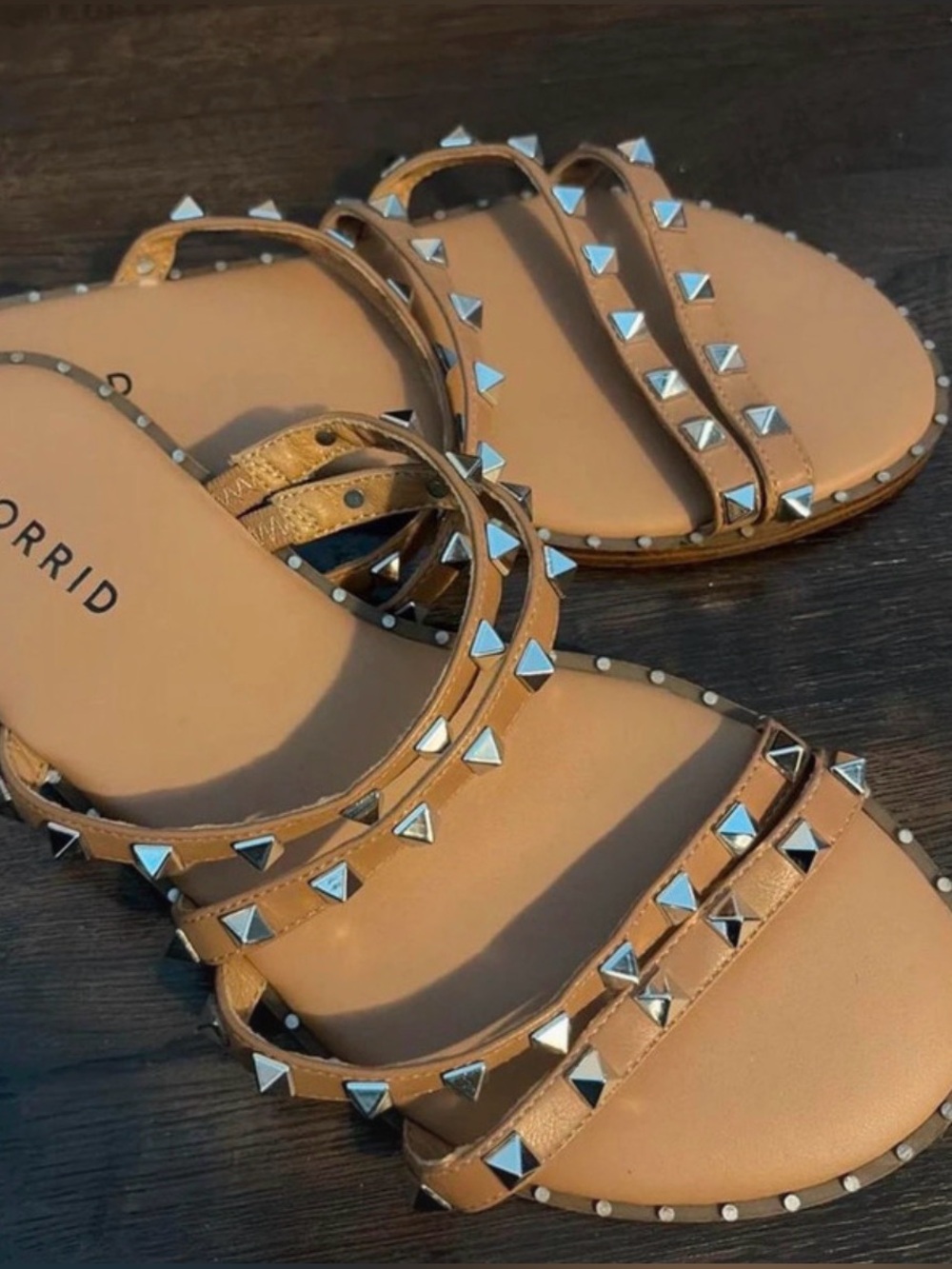 torrid Tan Pyramid Stud Multi-Strap Sandals